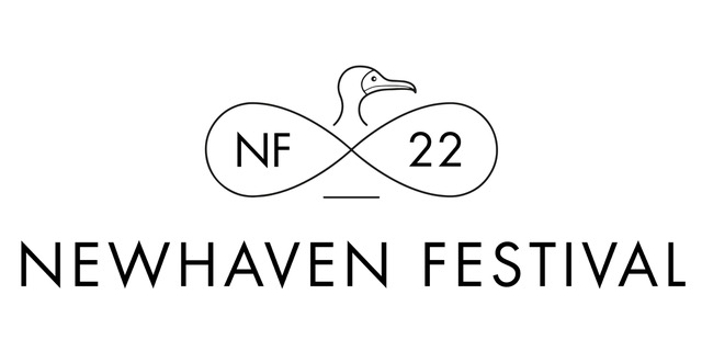 Text Reads: Newhaven Festival, NF 22, with a birds head and infinity loop like the wings.