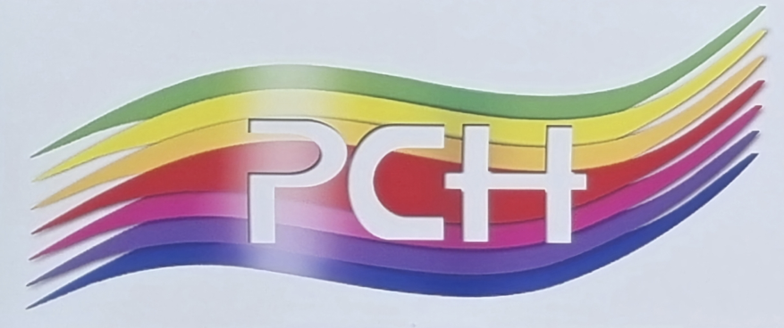 Pebsham Community Hub logo. A rainbow and the letters PCH